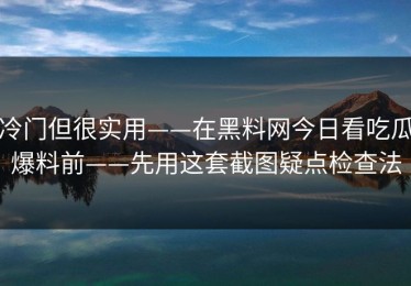 冷门但很实用——在黑料网今日看吃瓜爆料前——先用这套截图疑点检查法