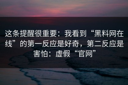 这条提醒很重要：我看到“黑料网在线”的第一反应是好奇，第二反应是害怕：虚假“官网”