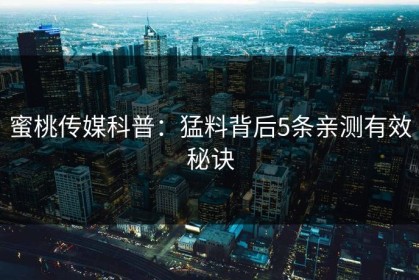 蜜桃传媒科普：猛料背后5条亲测有效秘诀