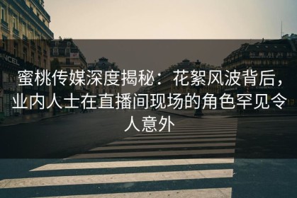 蜜桃传媒深度揭秘：花絮风波背后，业内人士在直播间现场的角色罕见令人意外