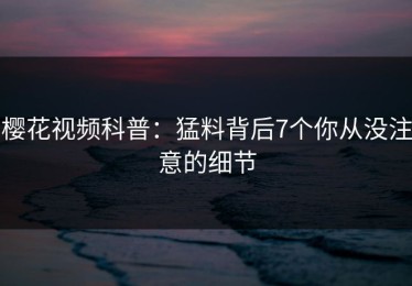 樱花视频科普：猛料背后7个你从没注意的细节